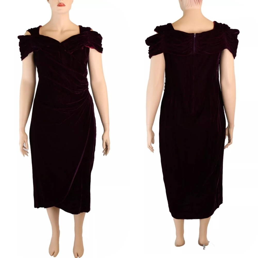 Union Made Vintage 80s Burgundy Velvet Party Prom Bridesmaid Dress sz 20
